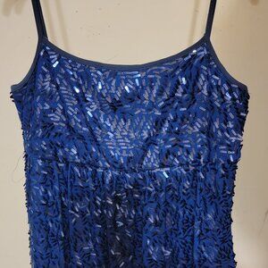 MOA MOA Spaghetti Strap Royal Blue Sequened Cocktail Evening Dress **Size L**